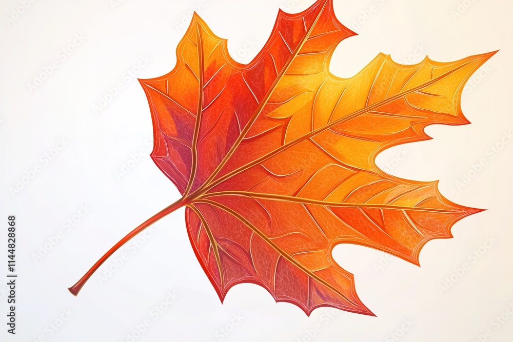 Obraz premium detailed autumn maple leaf in bright orange and red tones cut out on transparent background