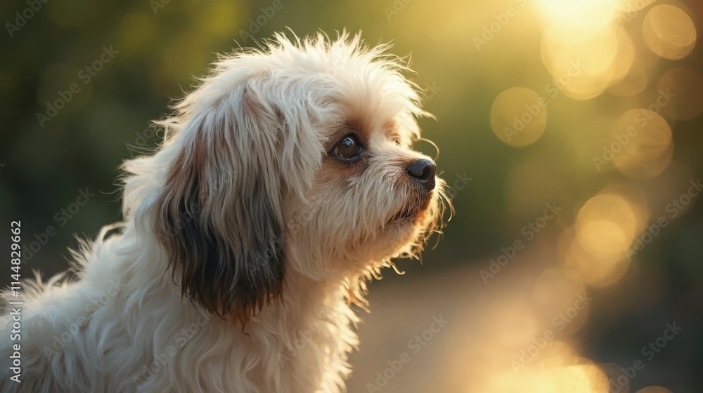 A small white dog sitting on top of a wooden bench A small white dog sitting on top of a wooden bench