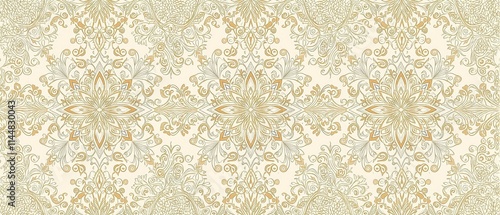Geometric damask pattern on a cream background, elegant design, classic style