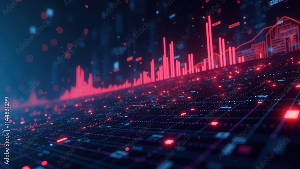 Abstract Digital Landscape with Data Visualization and Financial Charts Abstract Digital Landscape with Data Visualization and Financial Charts