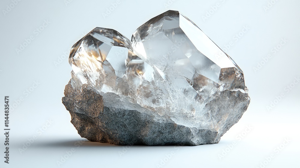 A single polished crystal rock centered on white A single polished crystal rock centered on white