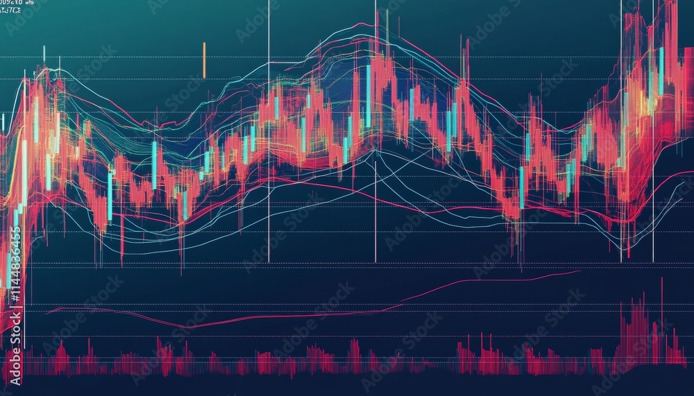 Obraz premium Financial Chart With Uptrend Line Graph Showing Bull Market Growth On Cyan Background