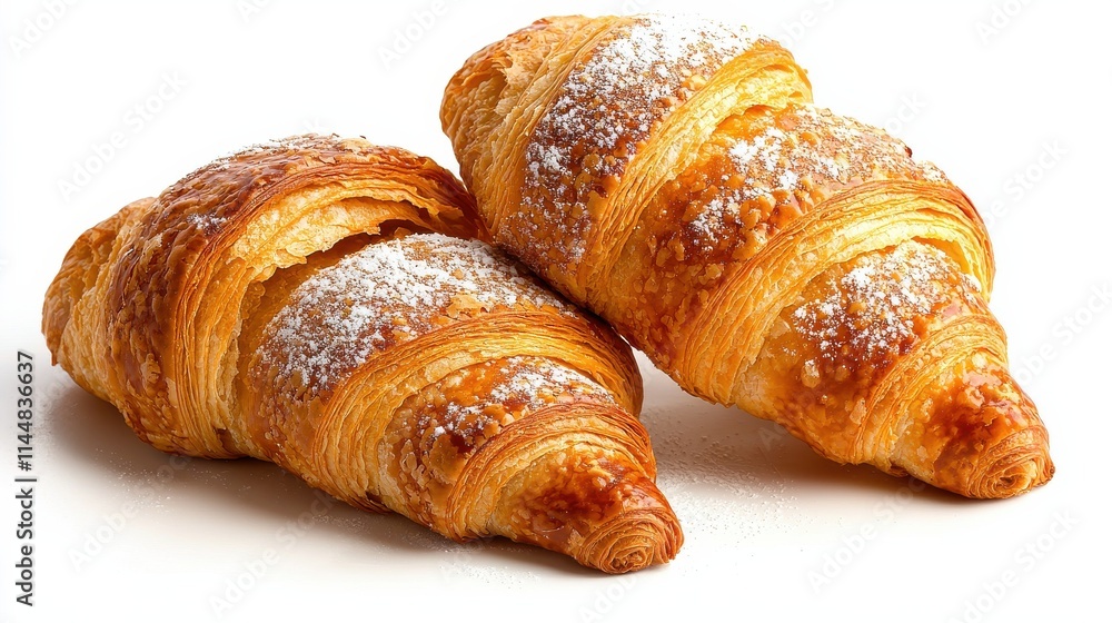 Indulge in freshly baked croissants topped with powdered sugar at your local bakery a delicious treat for any occasion Indulge in freshly baked croissants topped with powdered sugar at your local bakery a delicious treat for any occasion