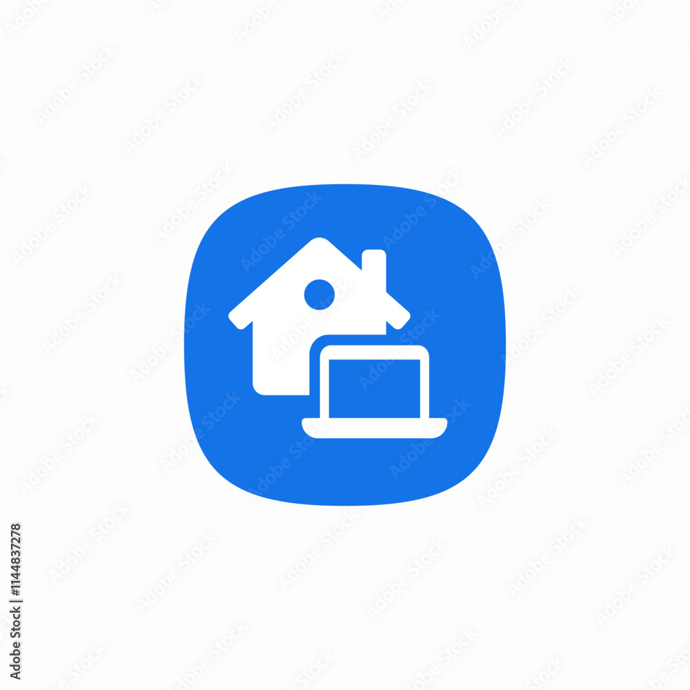 remote work home laptop icon sign vector remote work home laptop icon sign vector
