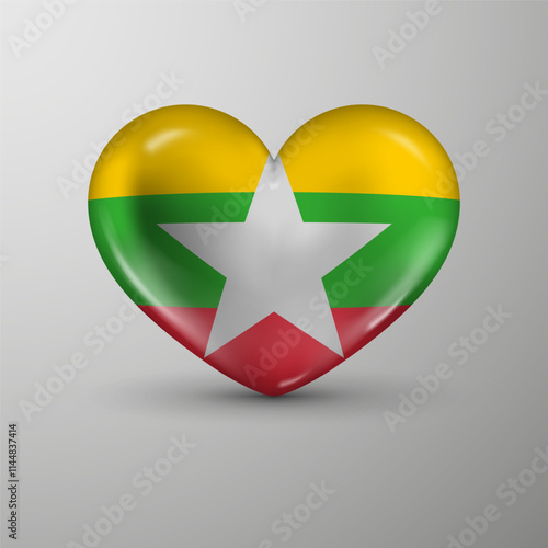3d heart background with flag of Myanmar. An element of impact for the use you want to make of it.