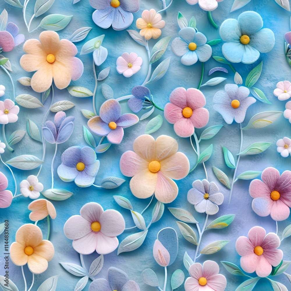 Seamless felted floral pattern Seamless felted floral pattern