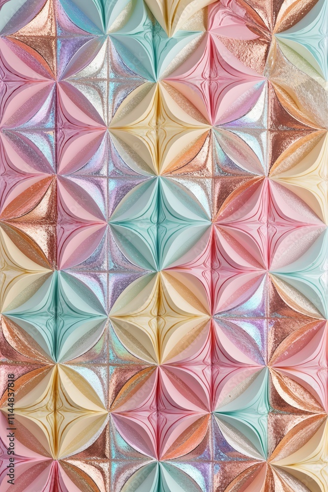 Iridescent Pastel Flower Paper Geometric Wall Hanging Iridescent Pastel Flower Paper Geometric Wall Hanging
