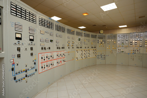 Main control board in a control operations room of the reactor of the Chernobyl Nuclear Power Plant.