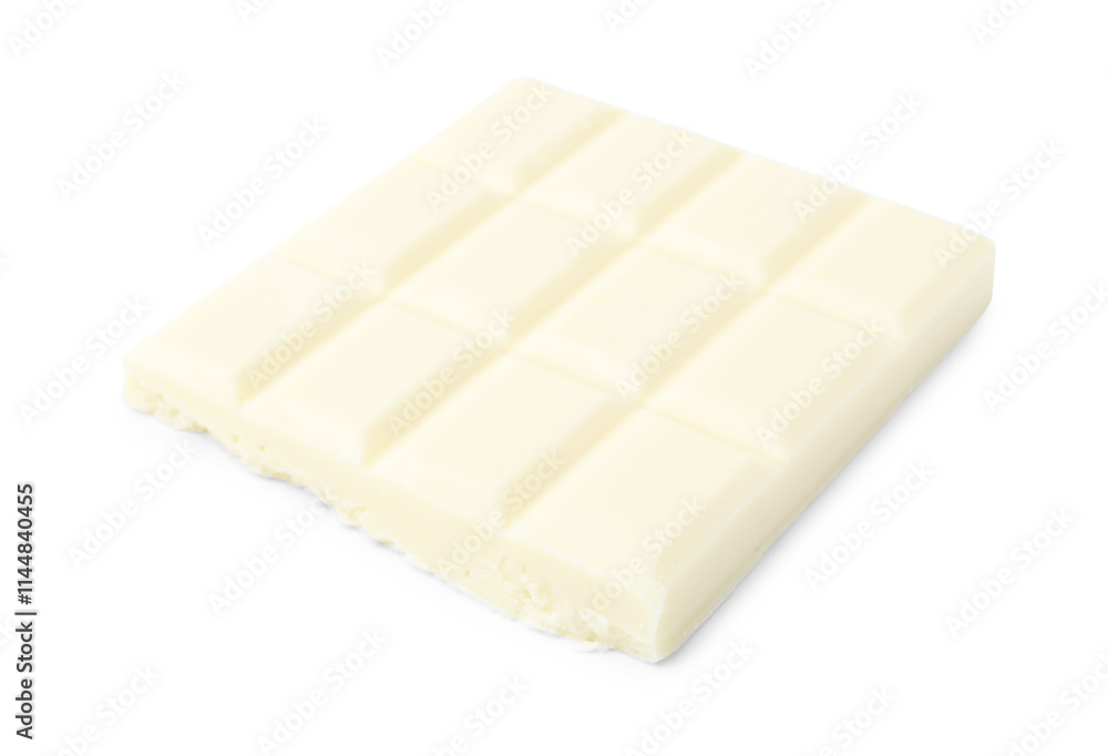 Piece of white chocolate bar isolated on white Piece of white chocolate bar isolated on white