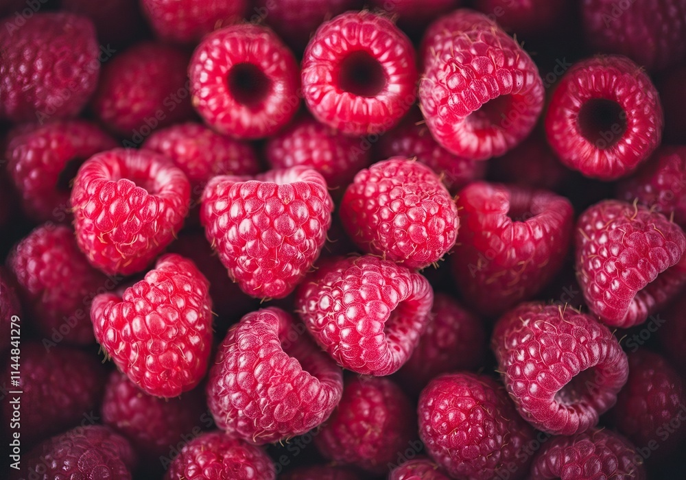 Close-up of a pile of fresh ripe raspberries Close-up of a pile of fresh ripe raspberries
