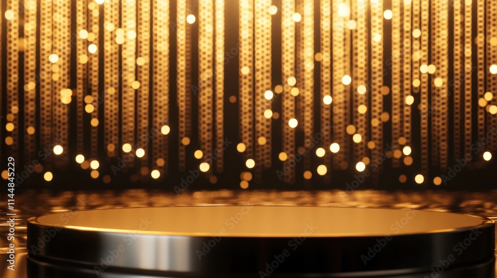 Obraz premium Golden platform with bokeh effect background.
