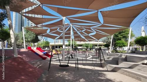 Empty playground in Al Reem island in Abu Dhabi, UAE