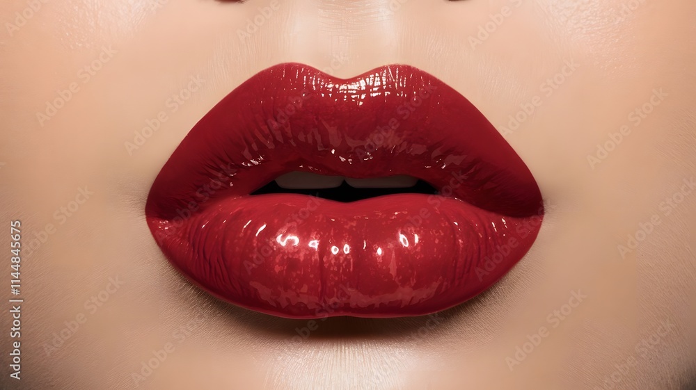 Fototapeta premium Close up shot of red lips
