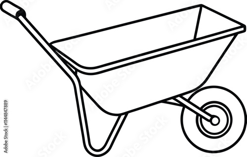 Line Art of a Modern Wheelbarrow Vector Illustration