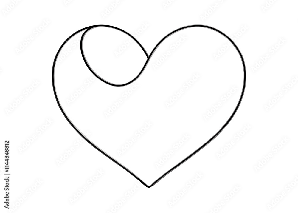Minimalist Heart Outline with Artistic Loop Design Minimalist Heart Outline with Artistic Loop Design