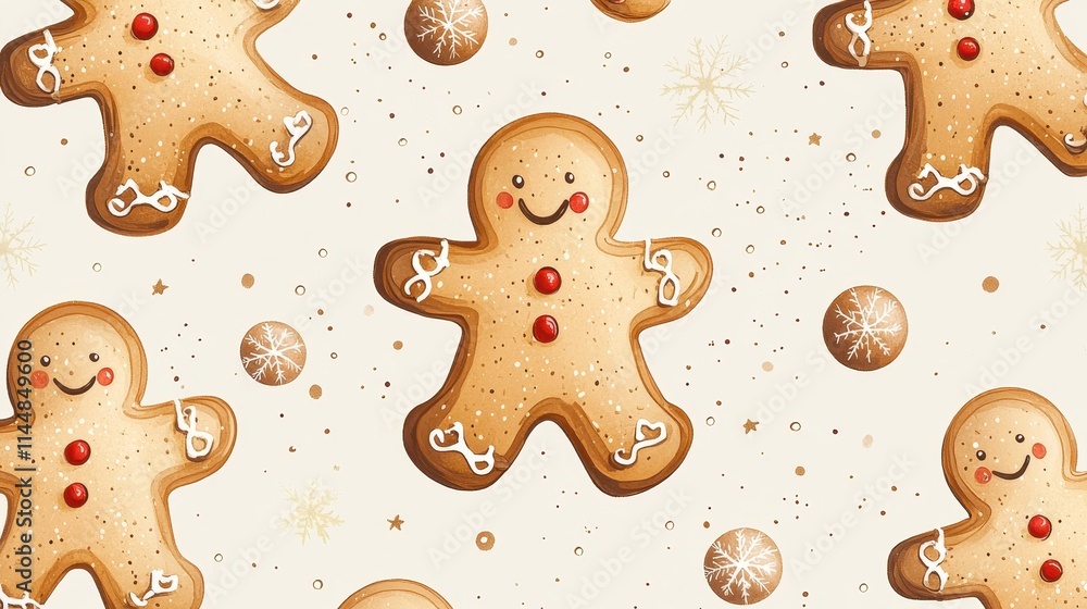 Festive Christmas background featuring decorative gingerbread cookies, perfect for holiday greetings and seasonal designs Festive Christmas background featuring decorative gingerbread cookies, perfect for holiday greetings and seasonal designs