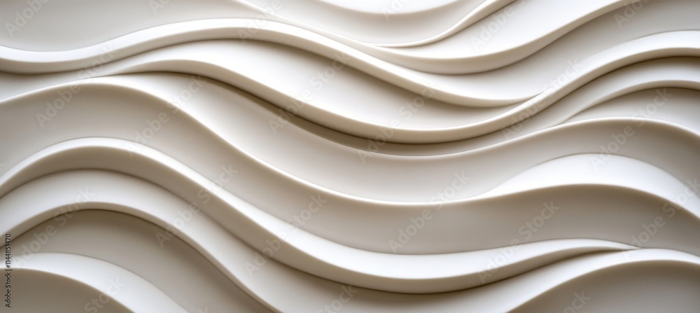 Obraz premium Beige Abstract Wavy Background, Soothing and Elegant Design With Flow Organic Curves, 3D Render
