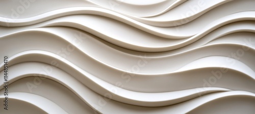 Beige Abstract Wavy Background, Soothing and Elegant Design With Flow Organic Curves, 3D Render