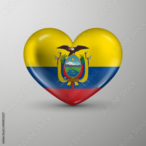 3d heart background with flag of Ecuador. An element of impact for the use you want to make of it.