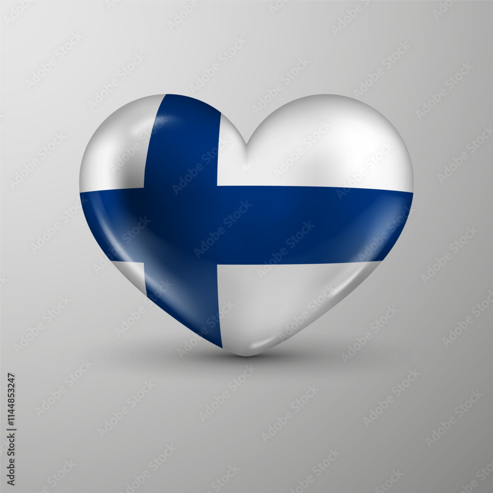 custom made wallpaper toronto digital3d heart background with flag of Finland. An element of impact for the use you want to make of it.