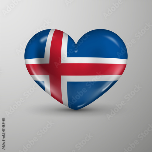 3d heart background with flag of Iceland. An element of impact for the use you want to make of it.