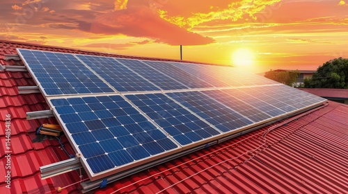 Against the backdrop of a clear blue sky, the panels symbolize progress and environmental harmony.