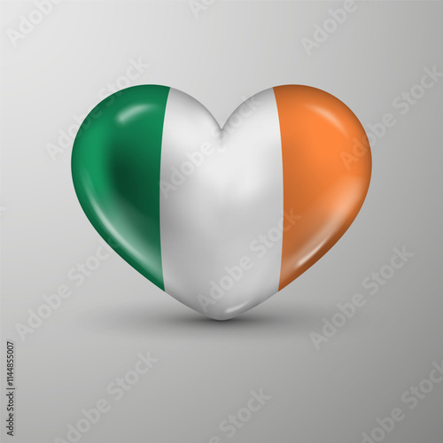 3d heart background with flag of Ireland. An element of impact for the use you want to make of it.