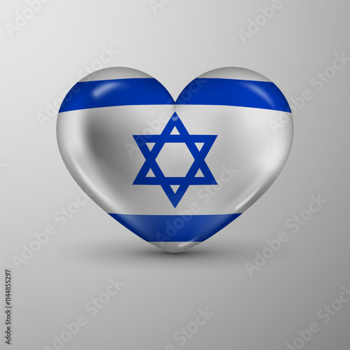 3d heart background with flag of Israel. An element of impact for the use you want to make of it.