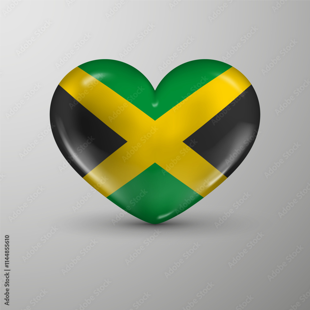 Fototapeta premium 3d heart background with flag of Jamaica. An element of impact for the use you want to make of it.