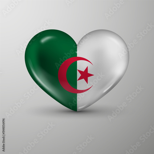 3d heart background with flag of Algeria. An element of impact for the use you want to make of it.