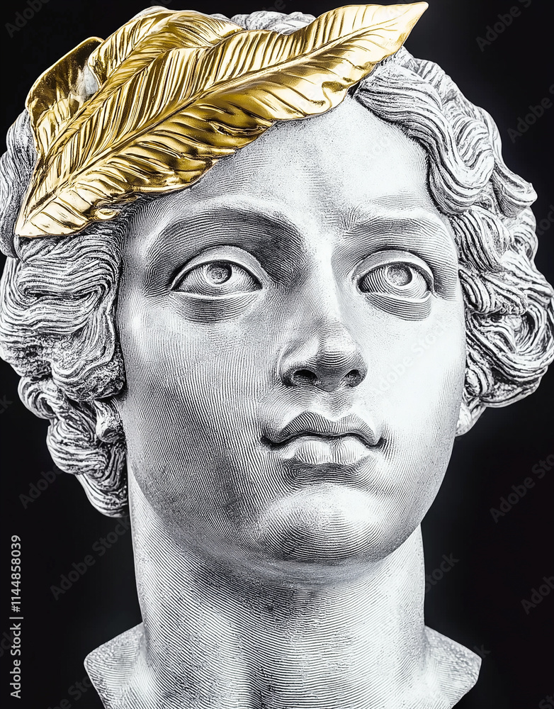 Obraz premium Classical Silver Sculpture with Gold Laurel Detailing
