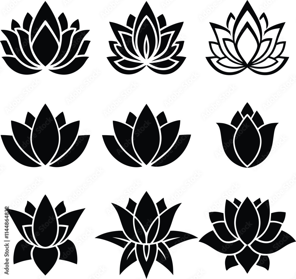 Fototapeta premium Lotus icon set vector illustration