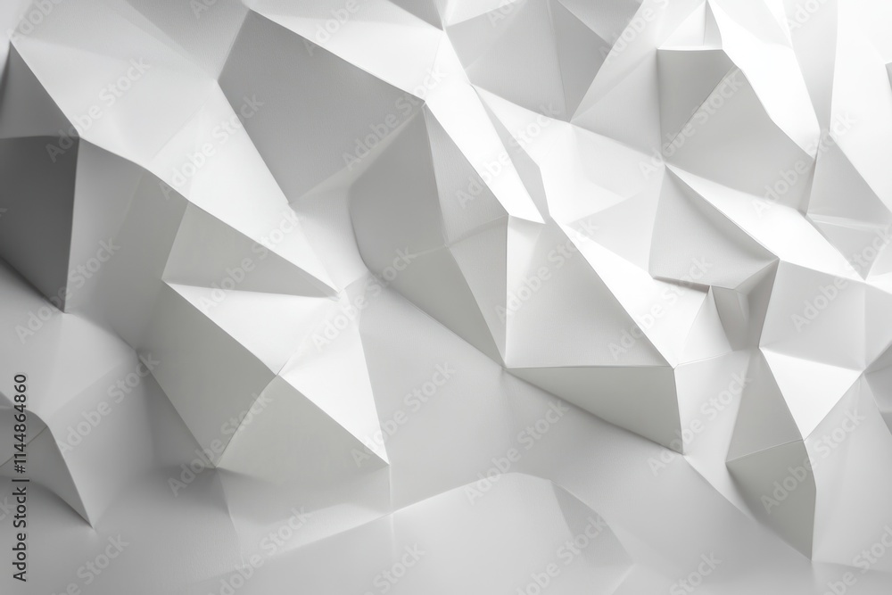 White geometric low polygon abstract design with light. White geometric low polygon abstract design with light.