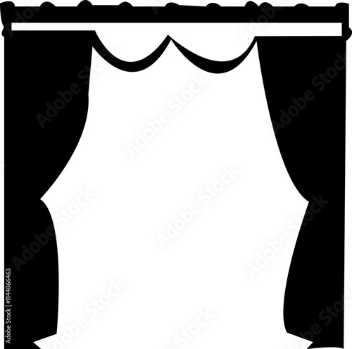 Curtain icon design isolated on white background, door, window, home