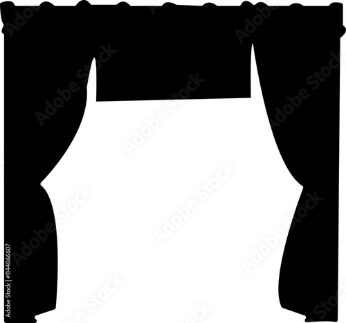 Curtain icon design isolated on white background, door, window, home