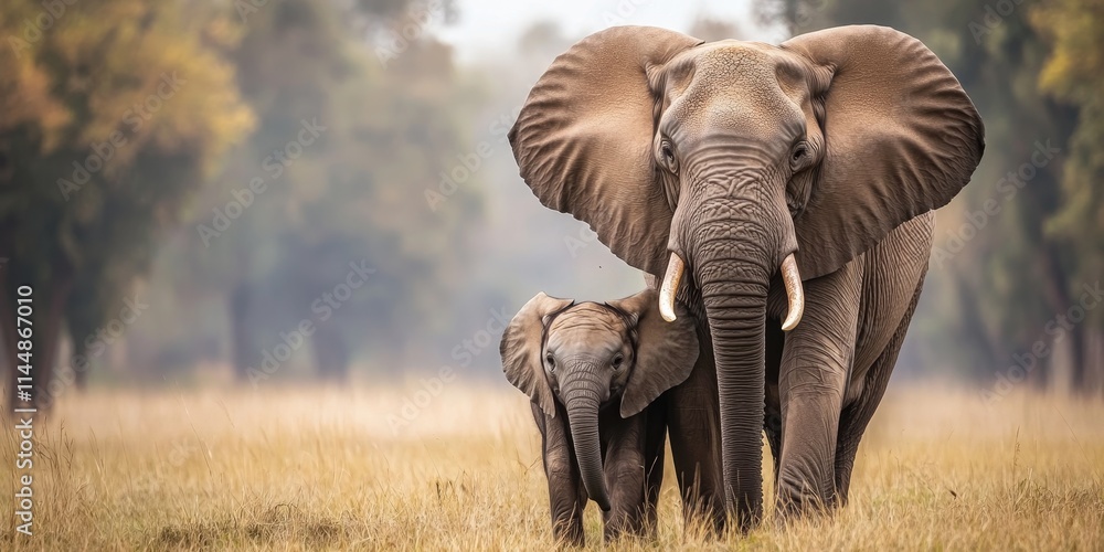 Obraz premium African elephants, known scientifically as Loxodonta, are vital for biodiversity. This collection features stunning elephant photography, highlighting mother elephants and adult African elephants in