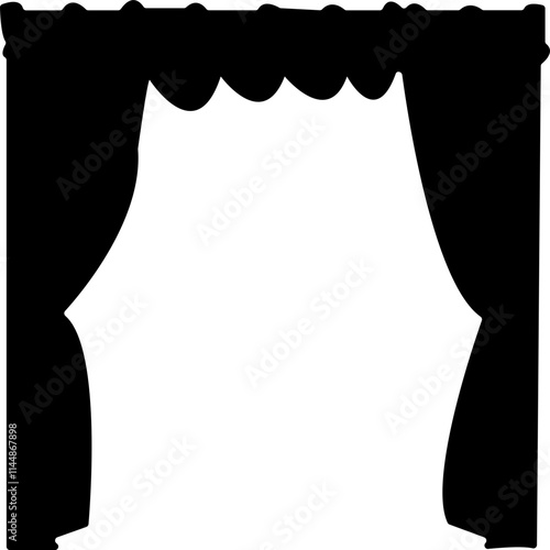 Curtain icon design isolated on white background, door, window, home