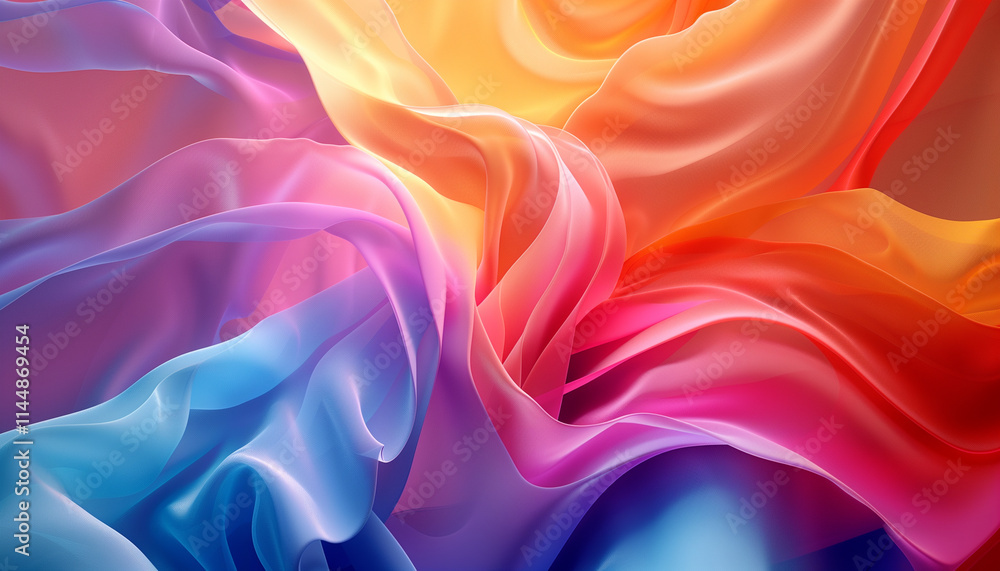Vibrant Flowing Silk in Multicolored Abstract Design