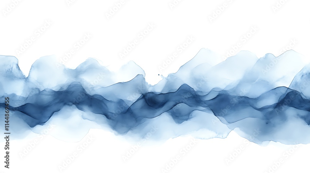 Obraz premium Abstract Blue Ink Wash Mountain Landscape