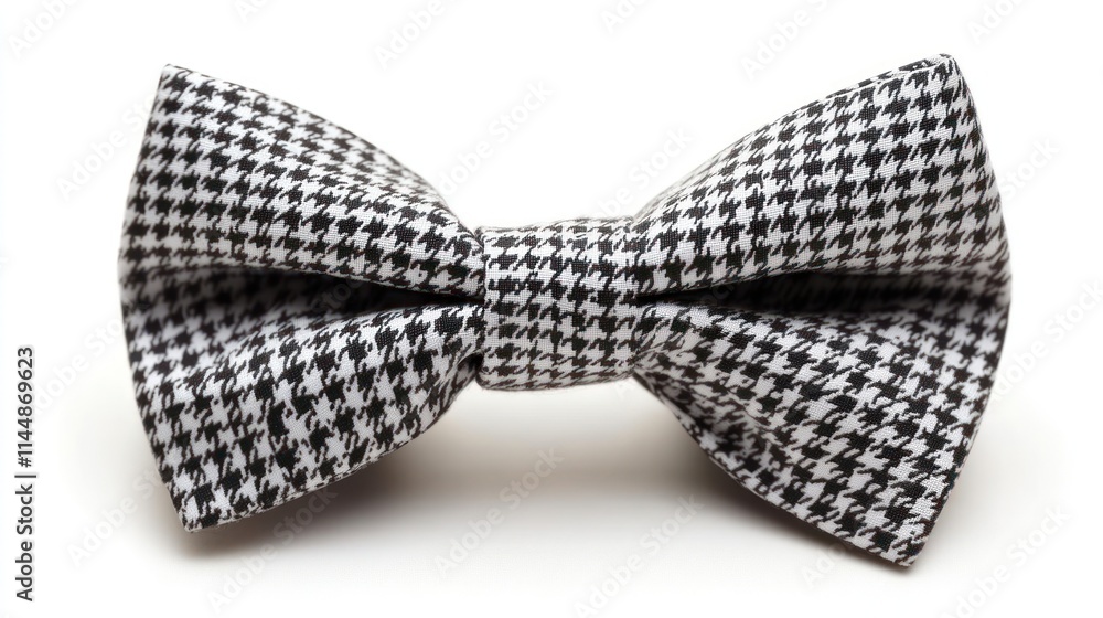 Black and white houndstooth bow tie on white background. Black and white houndstooth bow tie on white background.