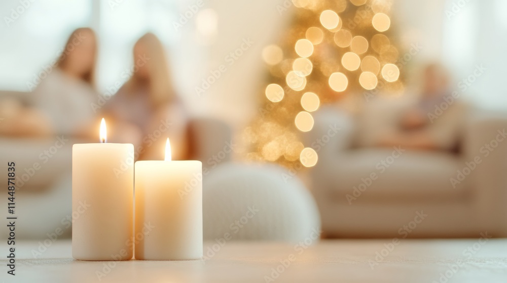 Family Lighting Candles for Holy Innocents Day in Cozy Living Room - Perfect for Christmas and New Years Celebrations Family Lighting Candles for Holy Innocents Day in Cozy Living Room - Perfect for Christmas and New Years Celebrations