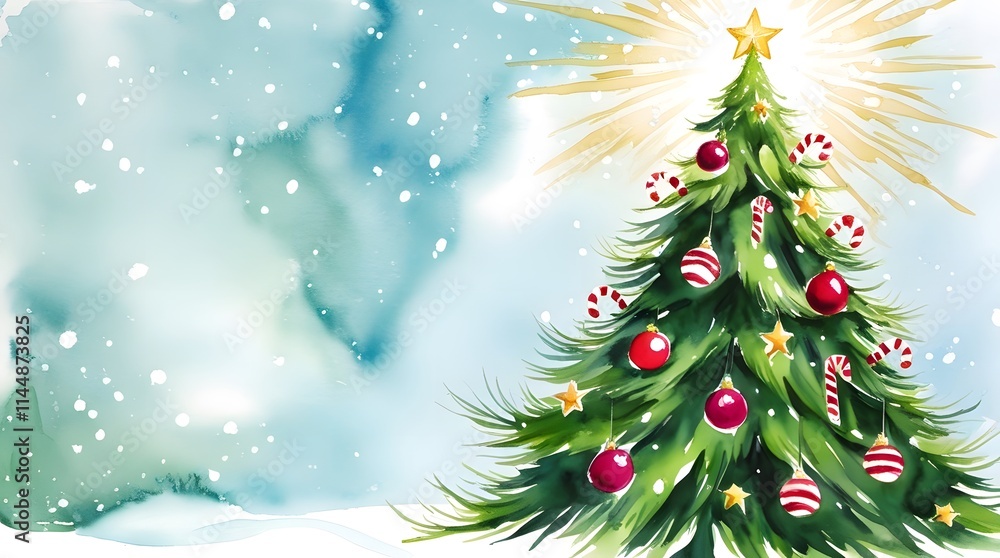Obraz premium watercolor painting of a christmas tree