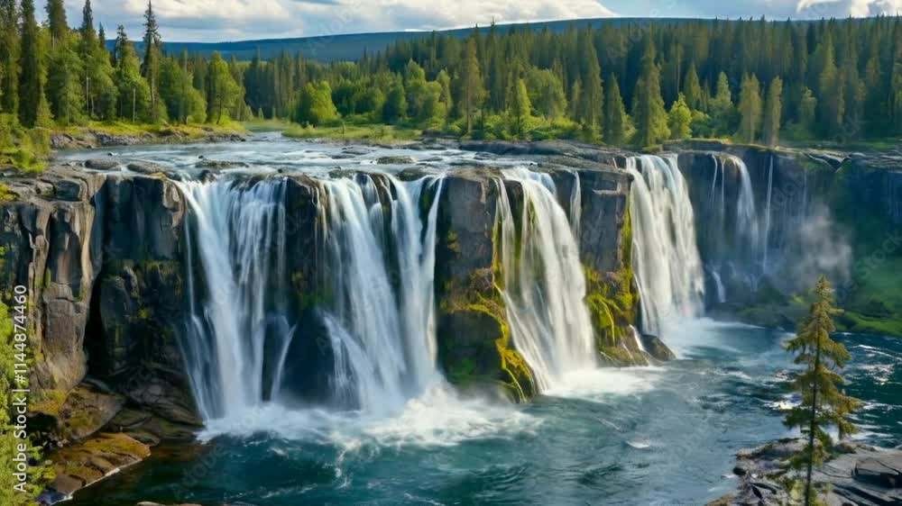 Ristafallet waterfall in the western part of Jamtland is listed as one of the most beautiful waterfalls in Sweden. Ristafallet waterfall in the western part of Jamtland is listed as one of the most beautiful waterfalls in Sweden.