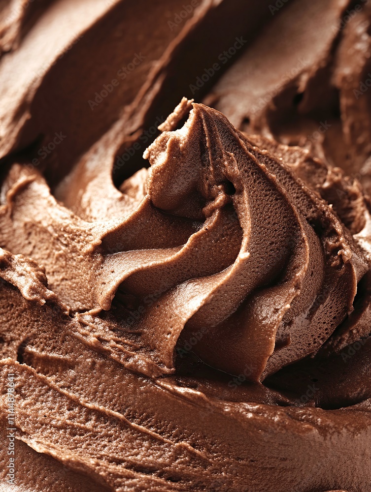Close-Up of Creamy Chocolate Spread in Swirled Detail Close-Up of Creamy Chocolate Spread in Swirled Detail