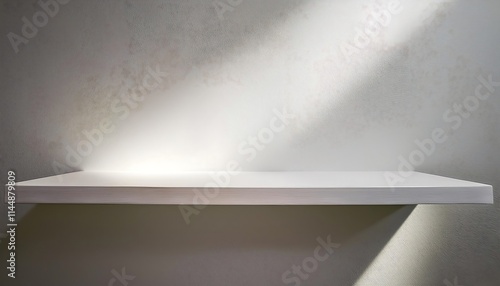 Minimalist shelf with soft lighting.