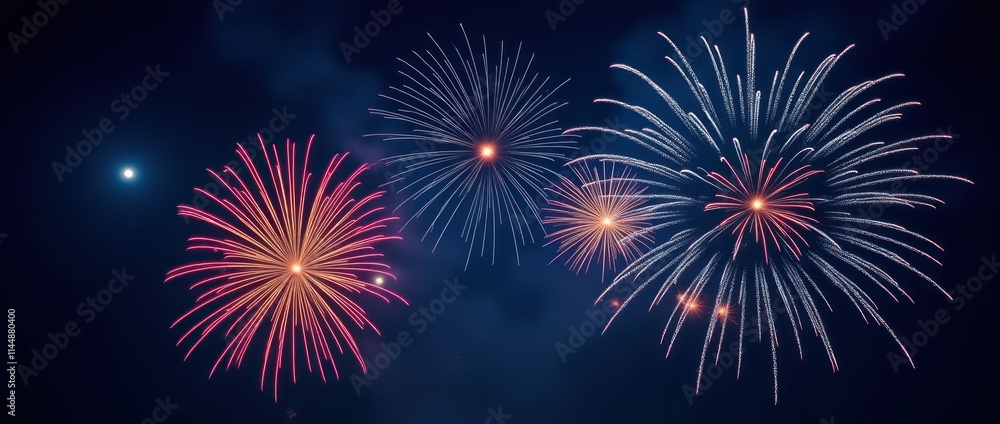 Radiant Fireworks Illuminate the Night Sky With Vibrant Colors and Patterns Radiant Fireworks Illuminate the Night Sky With Vibrant Colors and Patterns