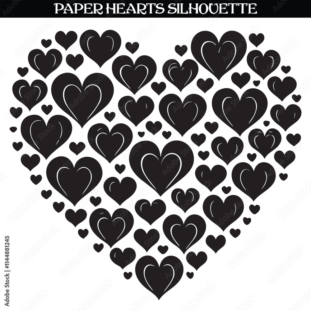 Paper heart silhouette vector illustration isolated on white background Paper heart silhouette vector illustration isolated on white background