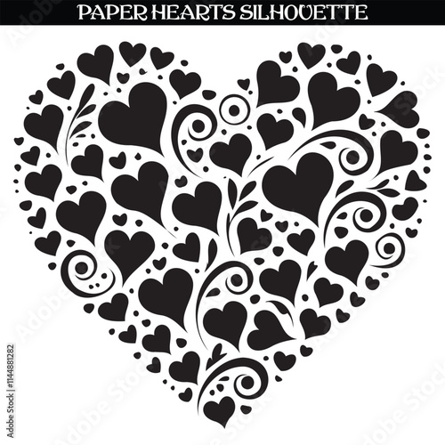Paper heart silhouette vector illustration isolated on white background