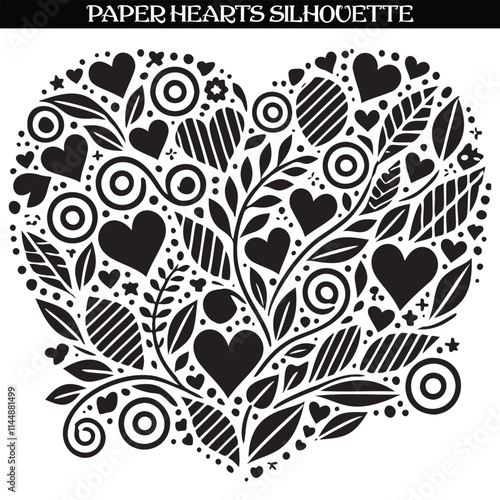Paper heart silhouette vector illustration isolated on white background