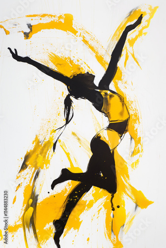 Dynamic Silhouette of Woman in Energetic Dance Movement